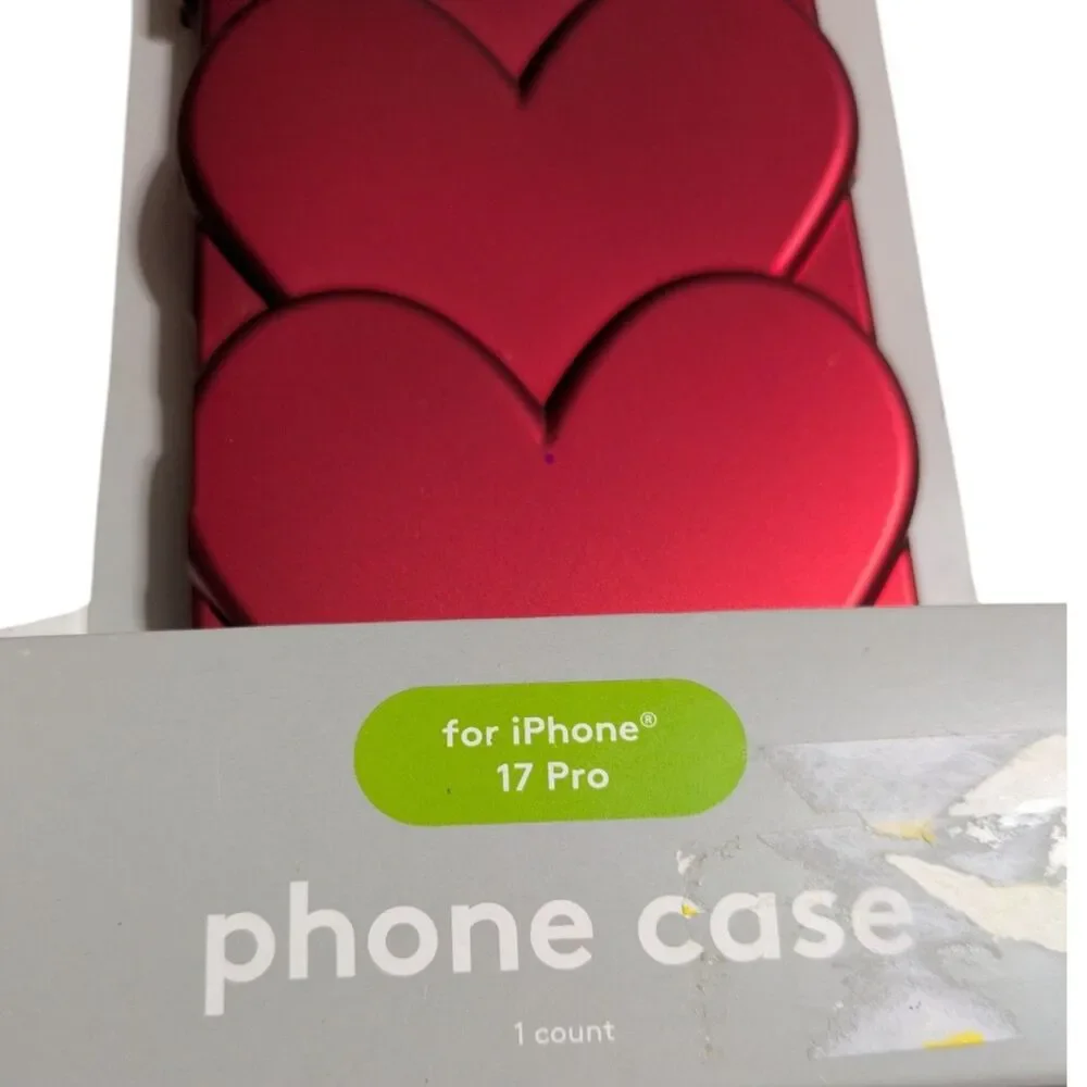 Heyday Red Double Heart Phone Case for iPhone 17 Pro Soft TPU Protective Cover